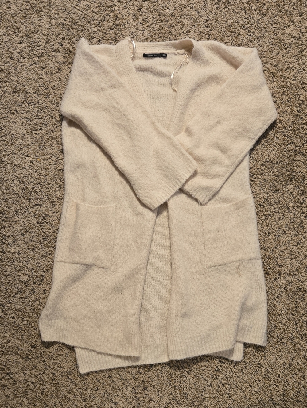 Doe & Rae Open-Front Cardigan Sweater — Cream